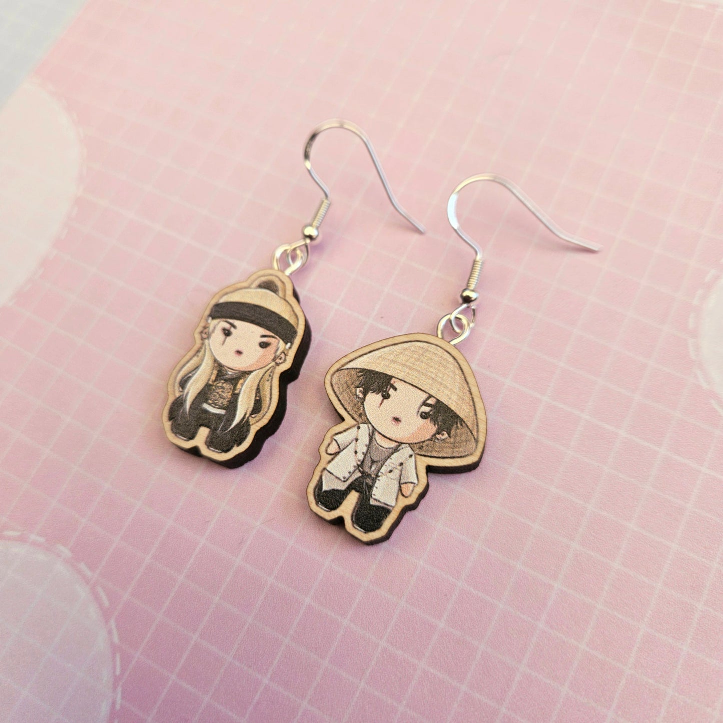 Eco Friendly 1 Inch Wooden Dangle Earrings - Agust D Daechwita Minis