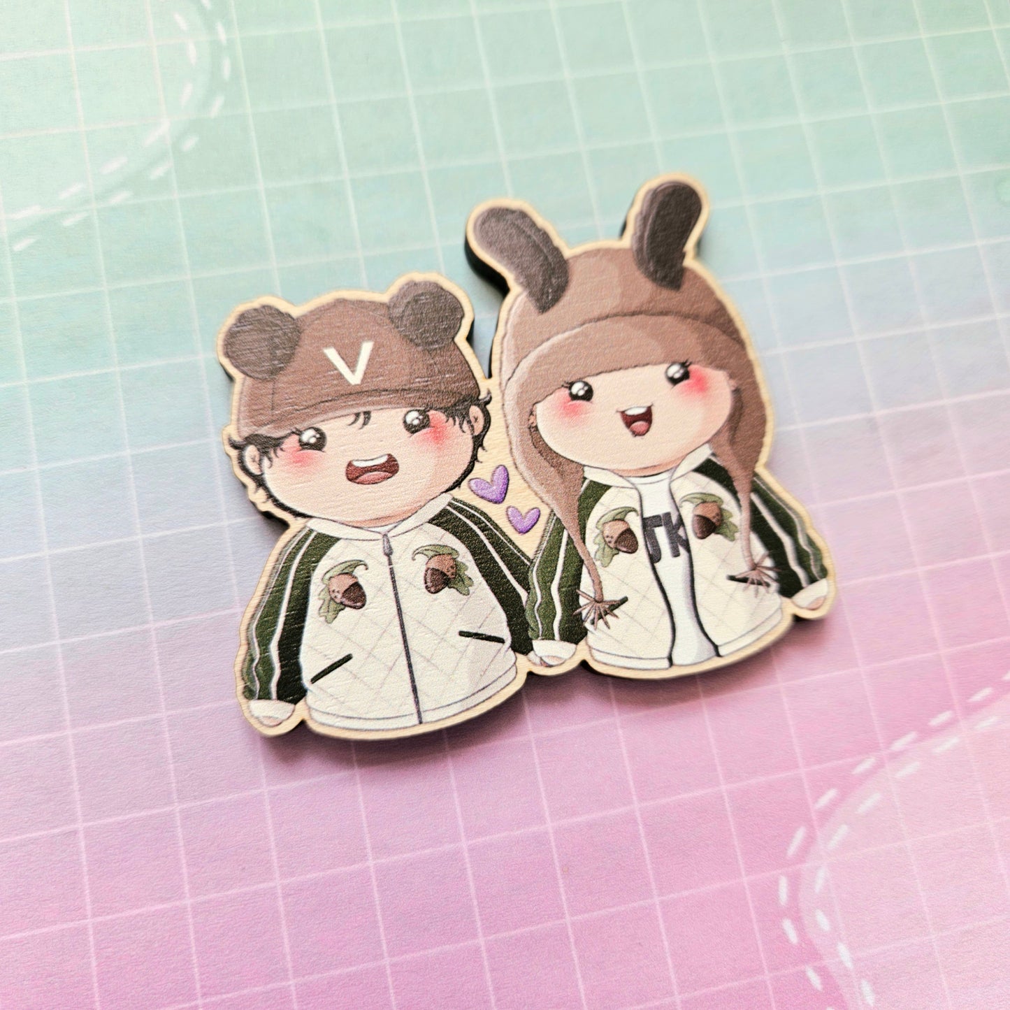 Eco Friendly Wooden 2.5 Inch Pin - Hope Jacket Taekook