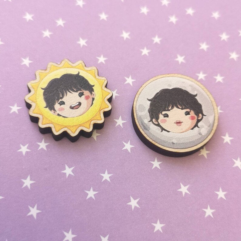 Eco Friendly Wooden 1 Inch Filler Pin - Sun Hobi and Moon Jin