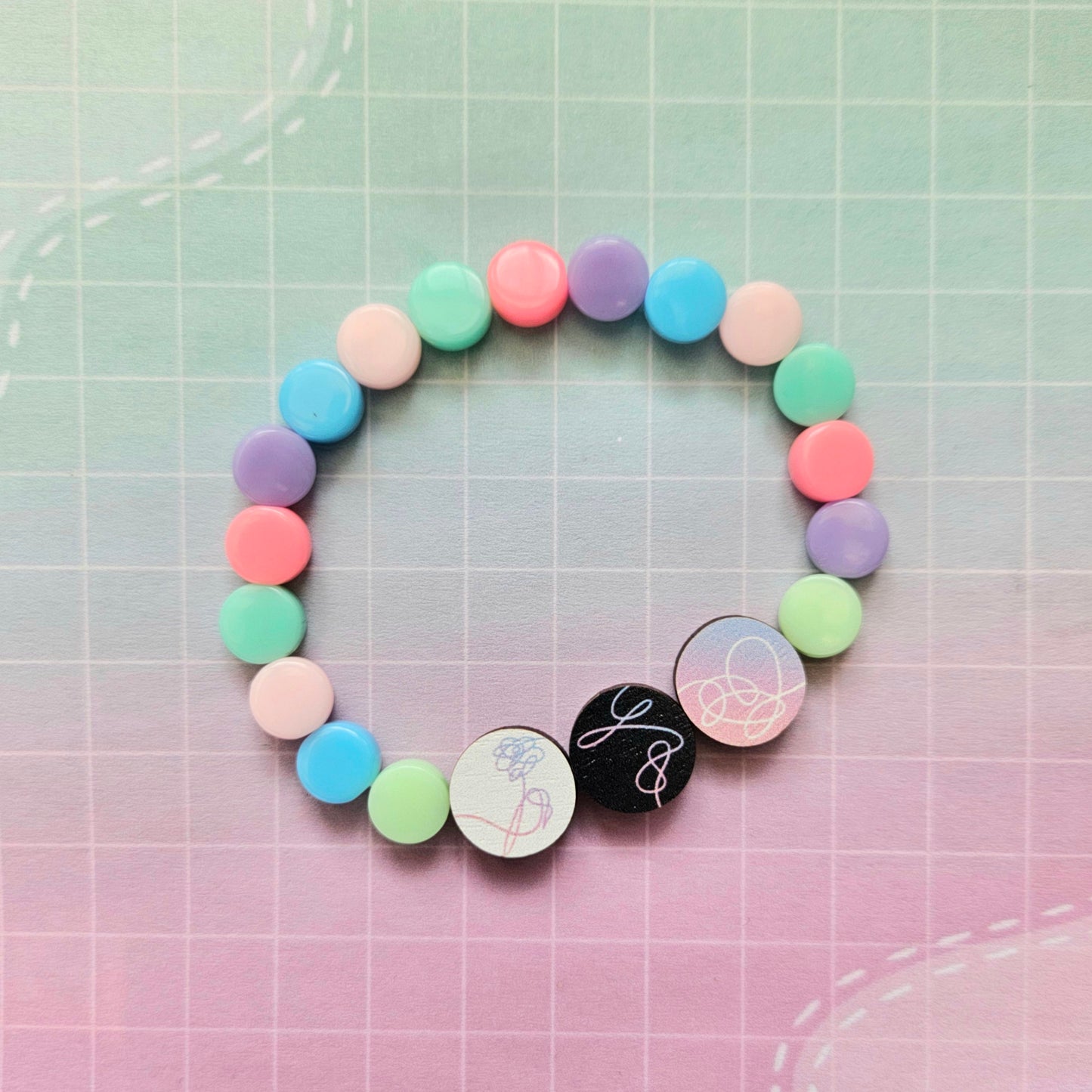 Handmade Eco Friendly Wood and Beaded Bracelet - Love Yourself