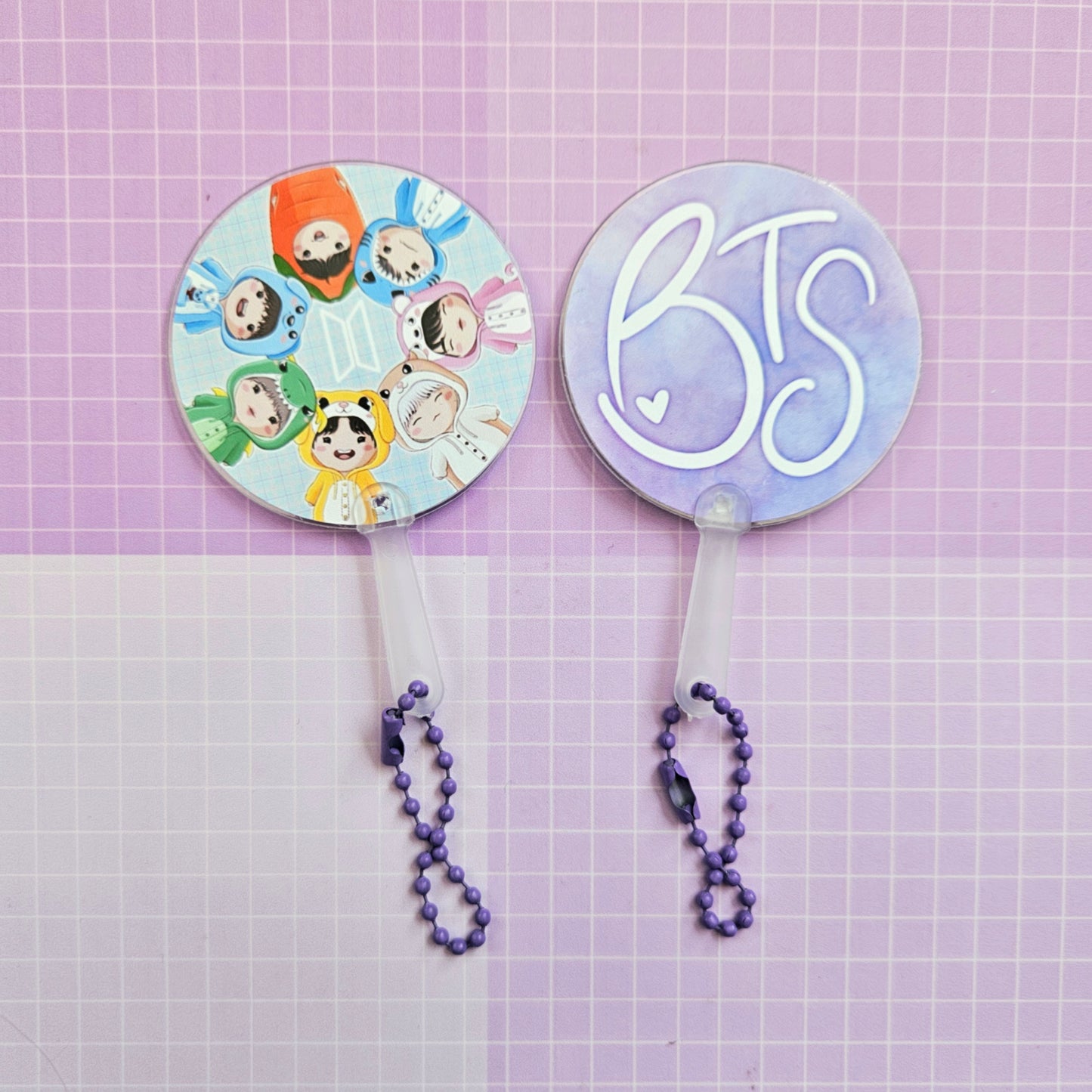 Double Sided Mini Picket Style Keychain - BTS Chibi OT7