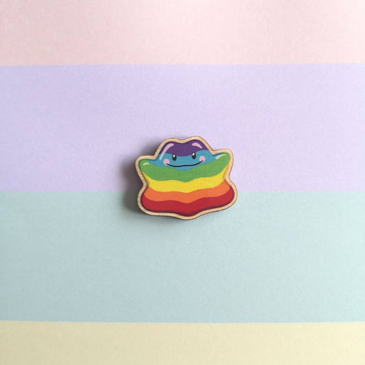 Eco Friendly Wooden 1 Inch Filler Pin - Rainbow LGBTQ+ Pride Ditto