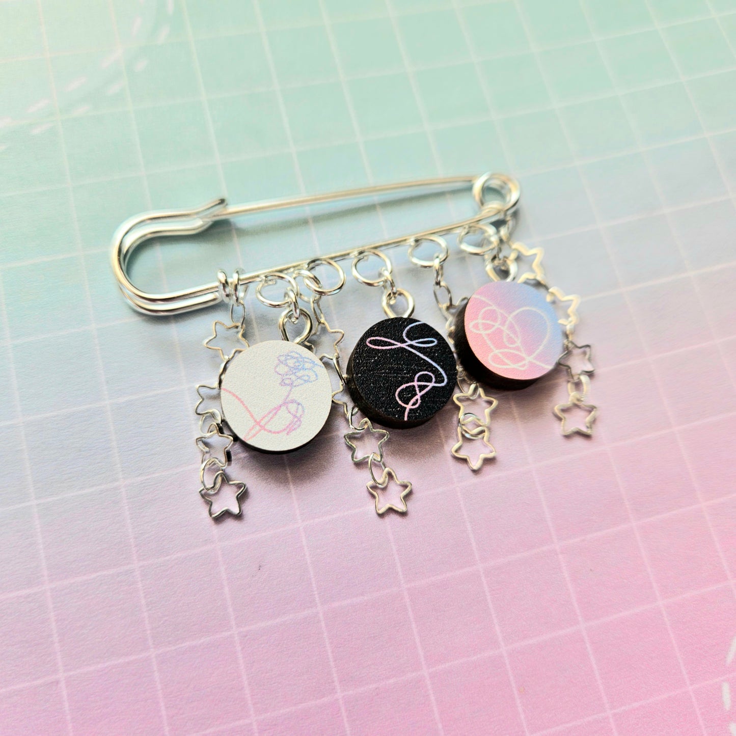 Eco Friendly Wooden Charm Safety Pin Brooch - Love Yourself