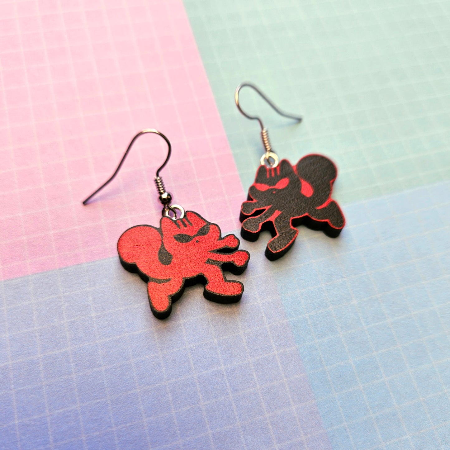 Eco Friendly 1 Inch Wooden Dangle Earrings - Hope on the Stage Squirrels