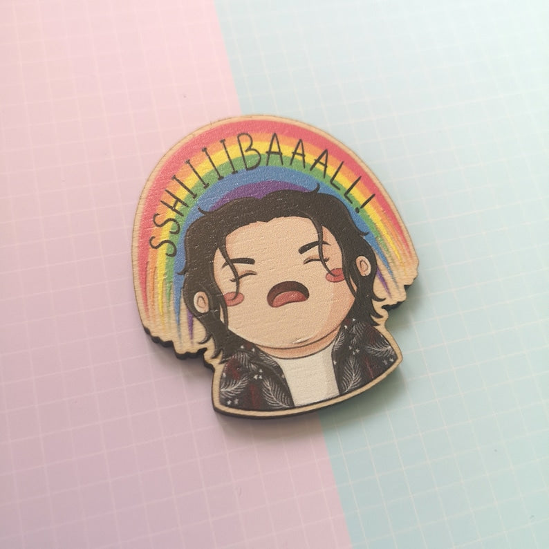 Eco Friendly Wooden 2 Inch Pin - Shibal Chibi D-Day Tour Agust D Suga Yoongi