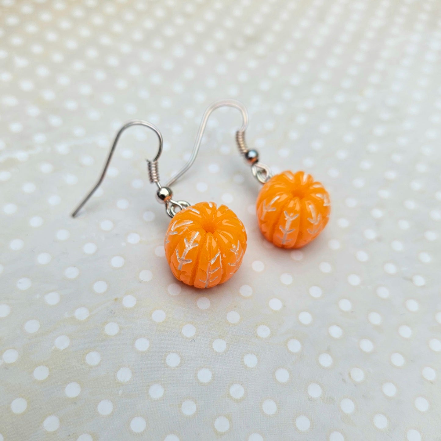 Super Cute 3D Dangle Drop Earrings - Tangerine Small