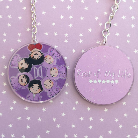 Eco Friendly Acrylic Double Sided 2 Inch Keychain - BTS OT7 Busan Concert