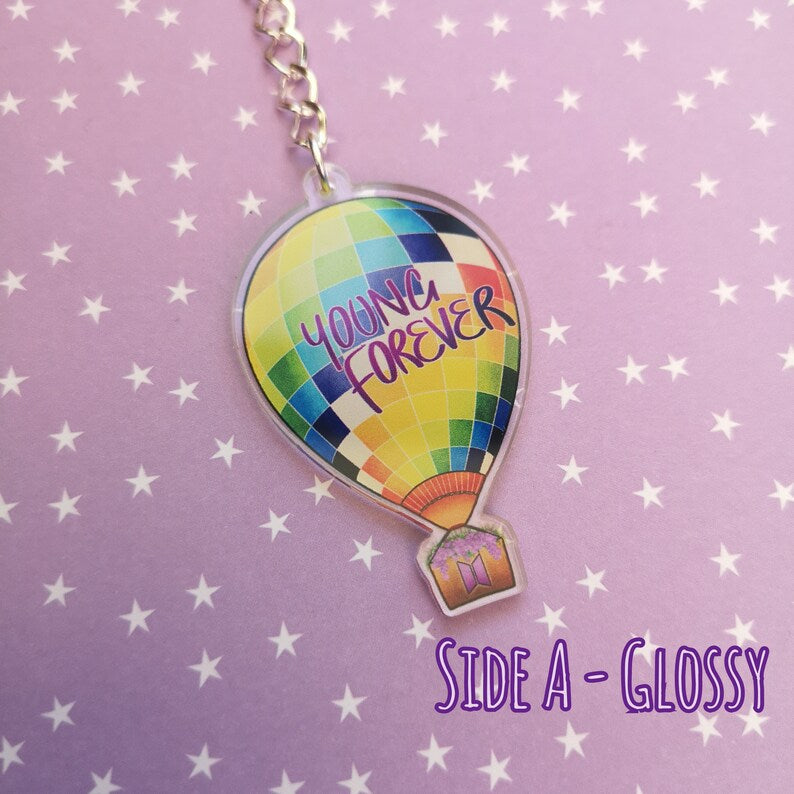 Eco Friendly Acrylic Double Sided 2 Inch Keychain - BTS Young Forever Balloon