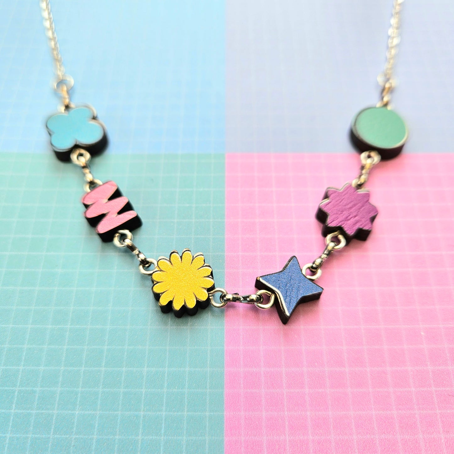 Eco Friendly Wooden Handmade Jewellery Necklace Earrings Bracelet - BTS OT7 PTD Confetti