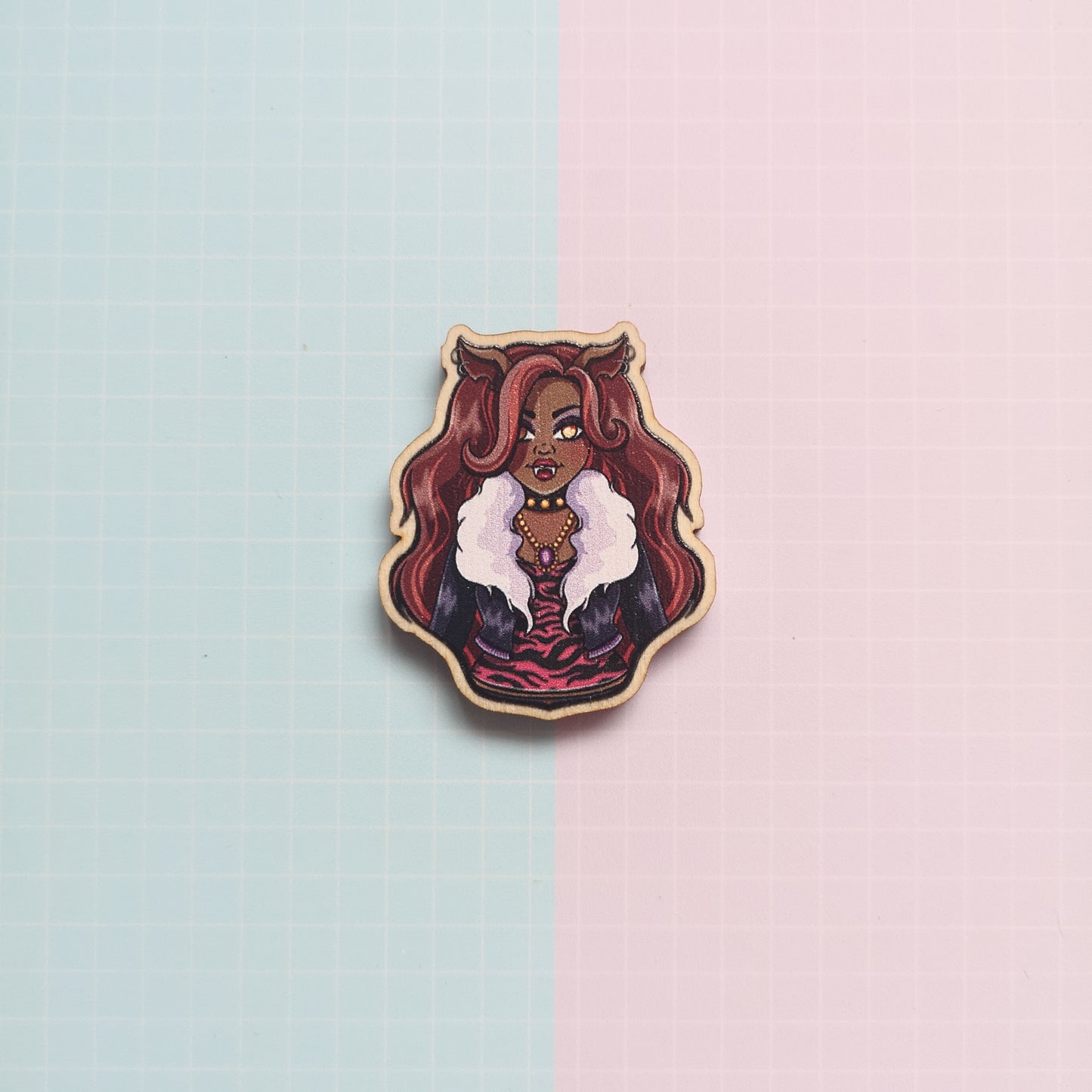 Eco Friendly Wooden 1.5 Inch Pin - Monster High Ghouls