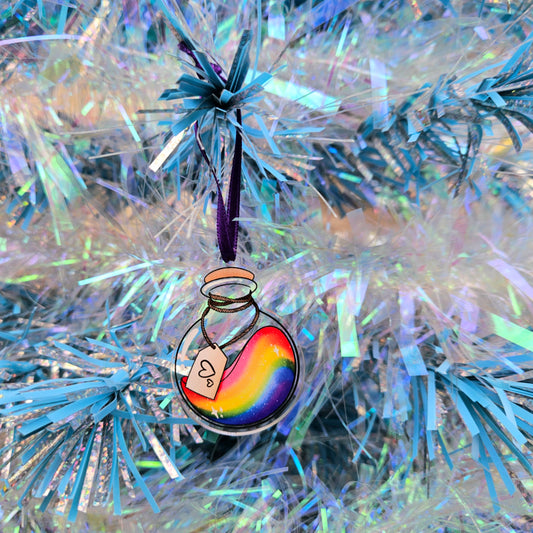 Eco Friendly Acrylic Double Sided 2 Inch Christmas Tree Decoration - Pride Magic Potion