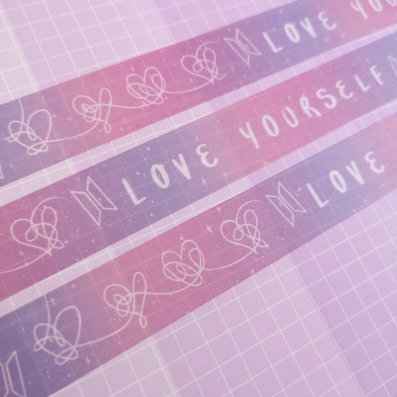 10m x 2cm Washi Tape - Love Yourself LY Hearts