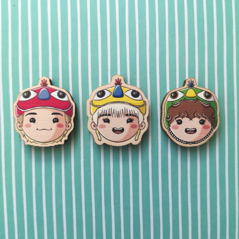 Eco Friendly Wooden 1 Inch Filler Pin - Sowoozoo Bird Hat Taehyung Namjoon Hobi