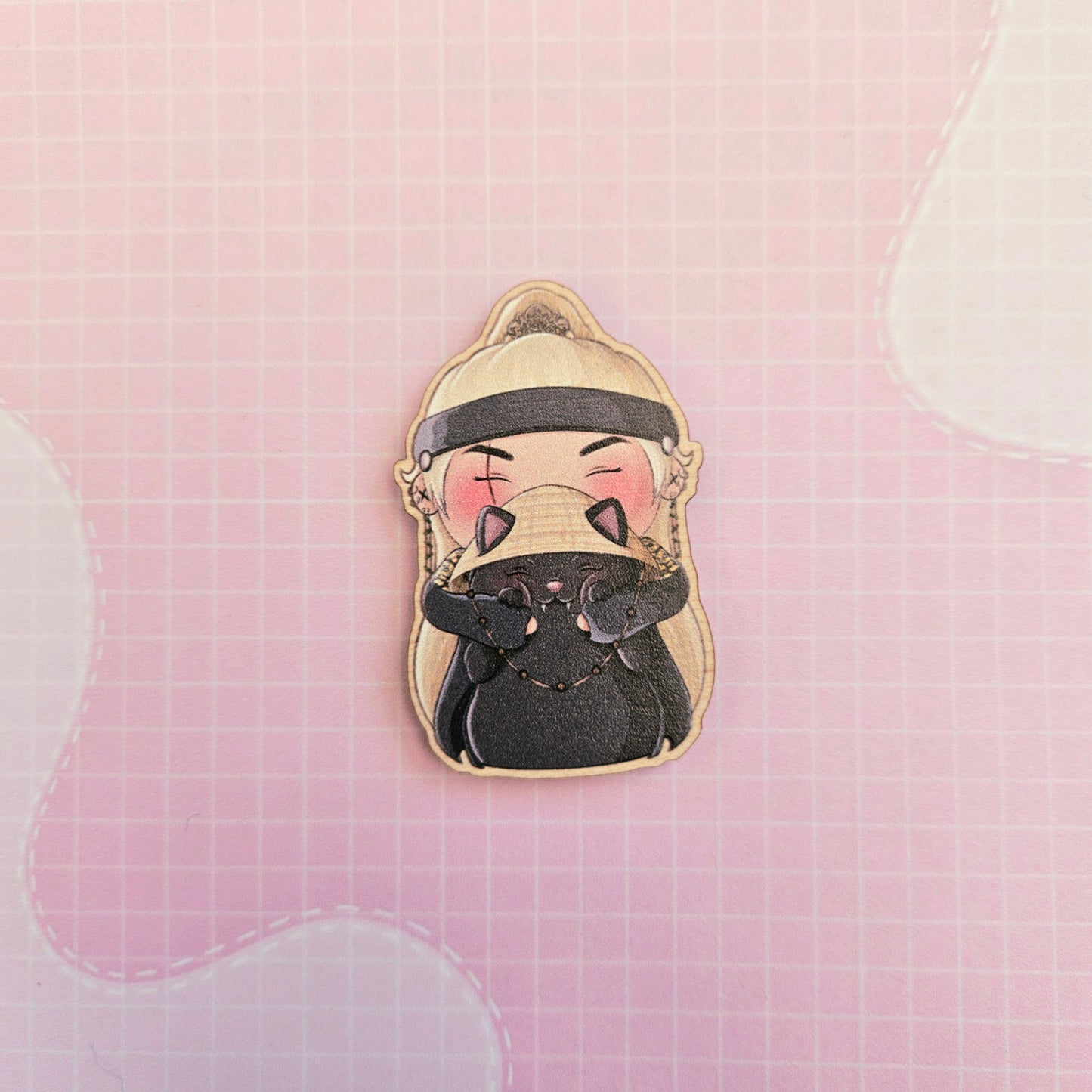 Eco Friendly Wooden 2 Inch Pin - Daechwita Yoongi and Tang