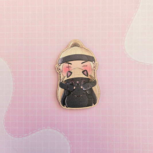 Eco Friendly Wooden 2 Inch Pin - Daechwita Yoongi and Tang