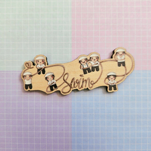Eco Friendly Wooden 3 Inch Pin - Swim Sailors