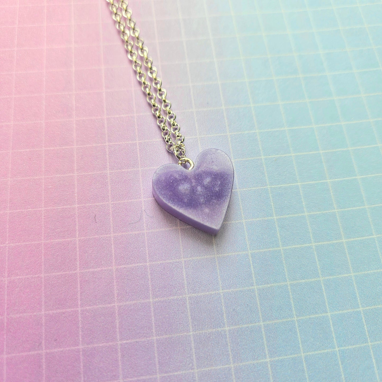 Handmade Resin Necklace Small - Purple or Lilac Bora Heart