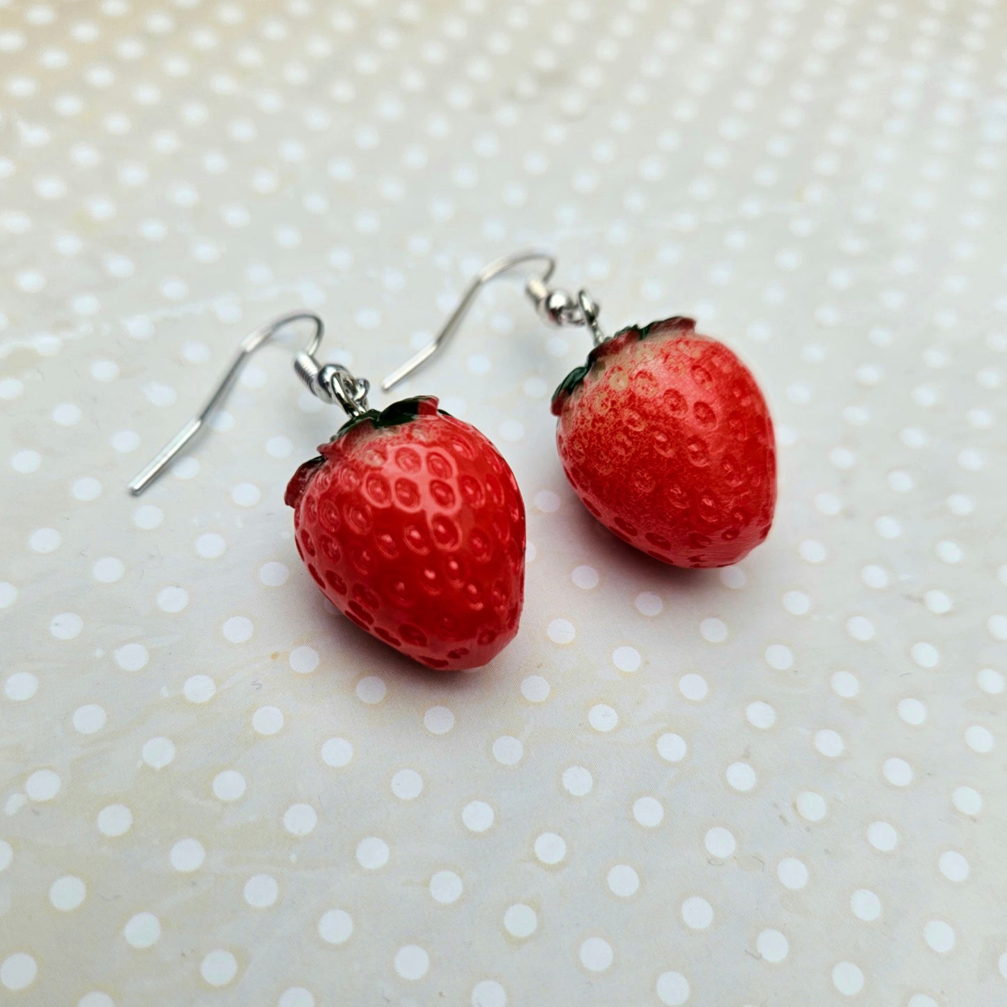 Super Cute 3D Dangle Drop Earrings - Strawberry Small