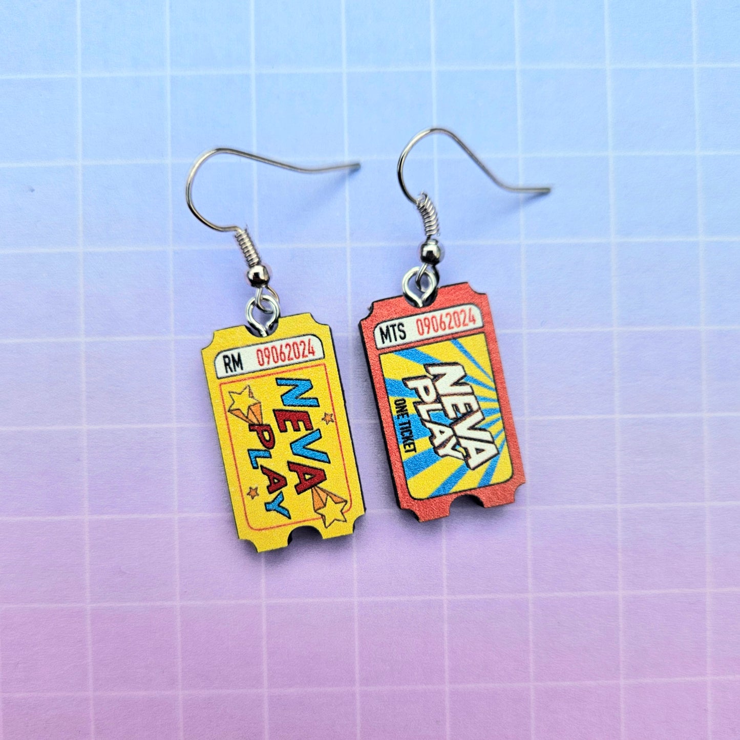 Eco Friendly 1 Inch Wooden Dangle Earrings and Necklace - Neva Play Tickets Set