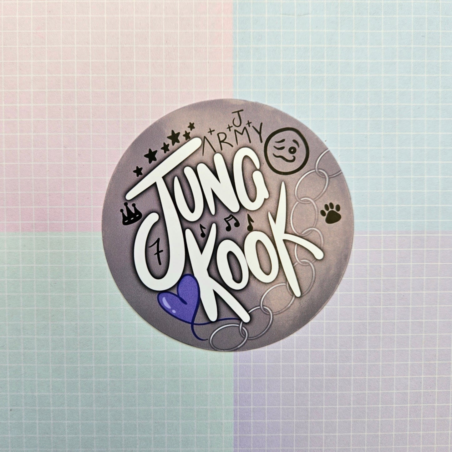 Glossy BTS Member Aesthetic Round Sticker - Small or Large