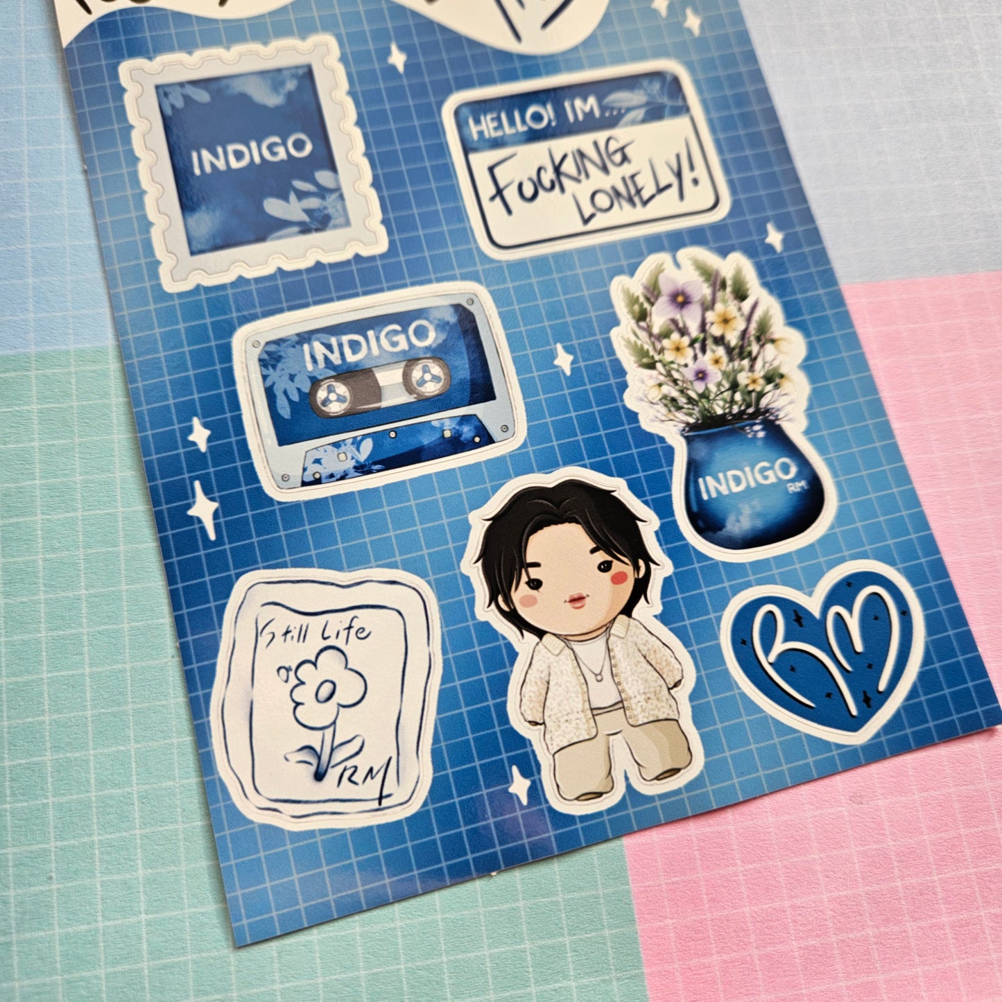 A6 Glossy Sticker Sheet - RM Indigo