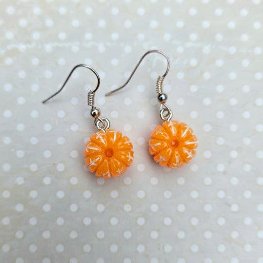 Super Cute 3D Dangle Drop Earrings - Tangerine Small