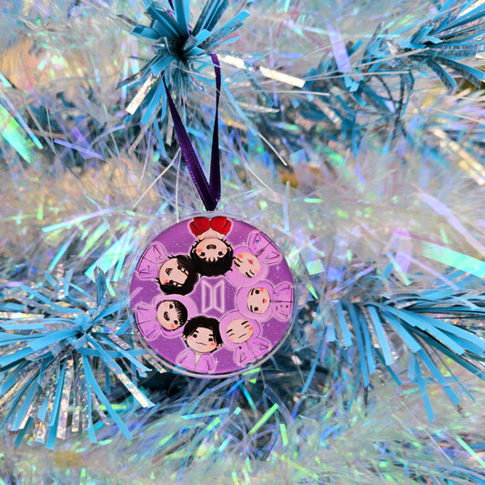Eco Friendly Acrylic Double Sided 2 Inch Christmas Tree Decoration - BTS OT7 Busan Concert