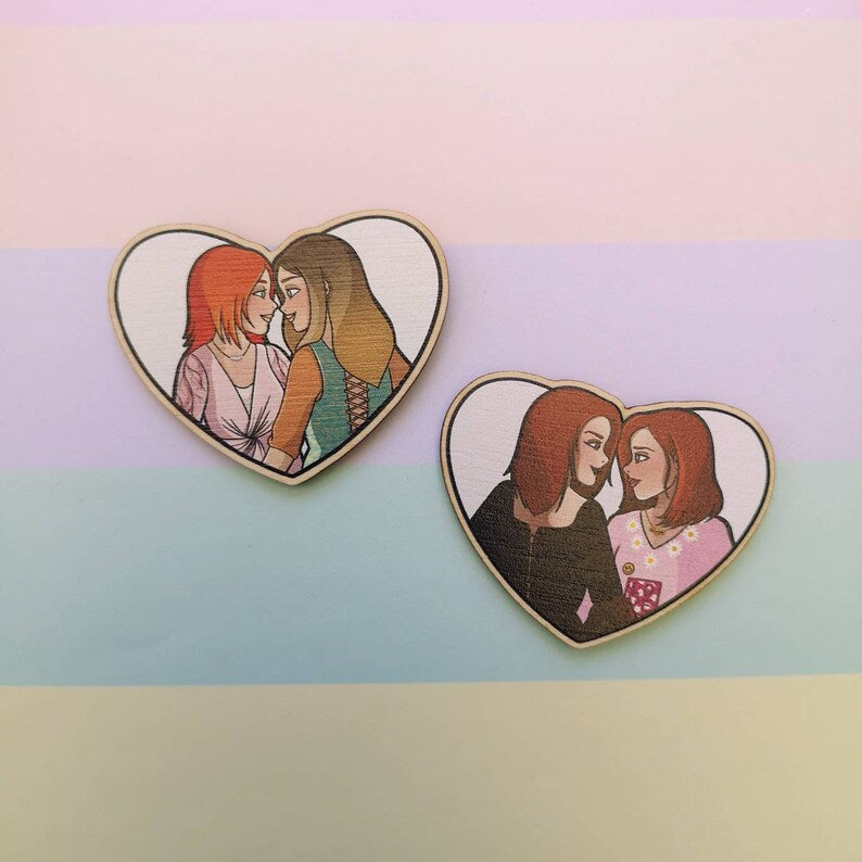 Eco Friendly Wooden 2 Inch Pin - Willow and Tara Heart