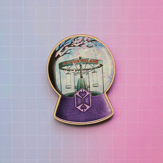 Eco Friendly Wooden 2 Inch Pin - BTS OT7 Spring Day Show Globe