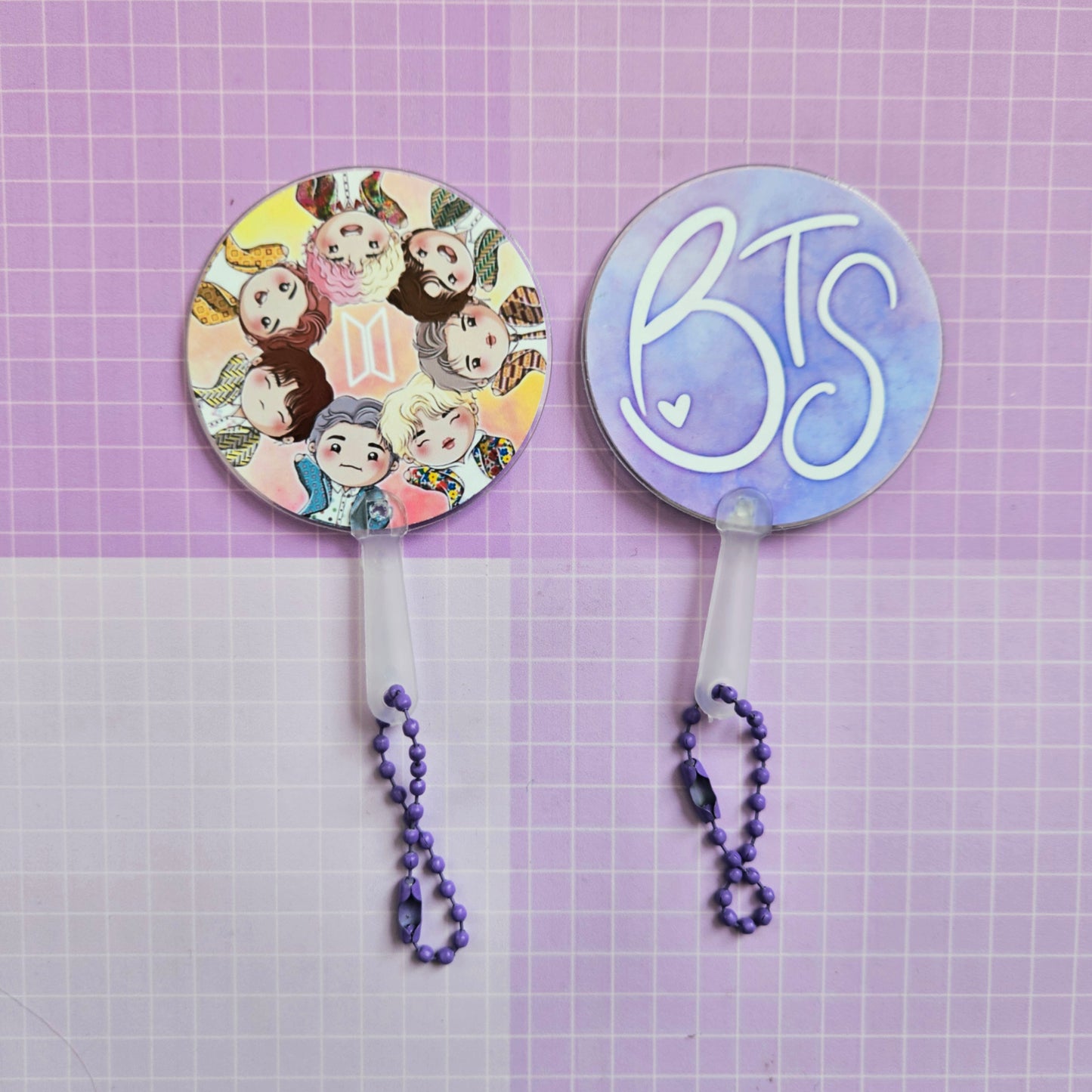 Double Sided Mini Picket Style Keychain - BTS Chibi OT7