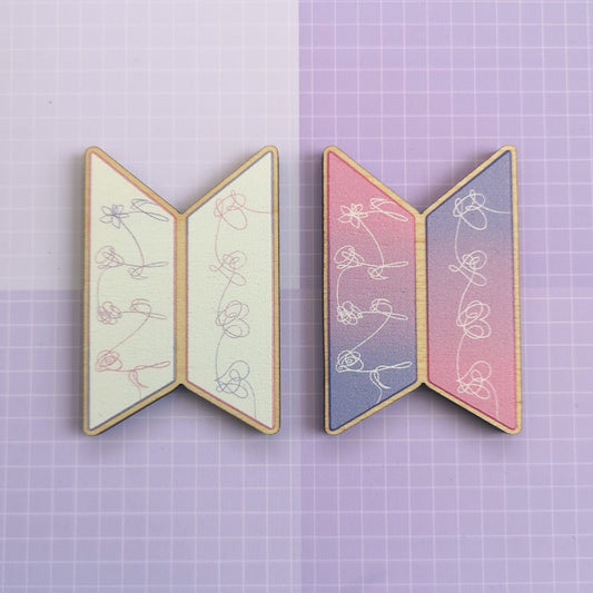 Eco Friendly Wooden 2 Inch Pin - BTS OT7 Love Yourself Logo
