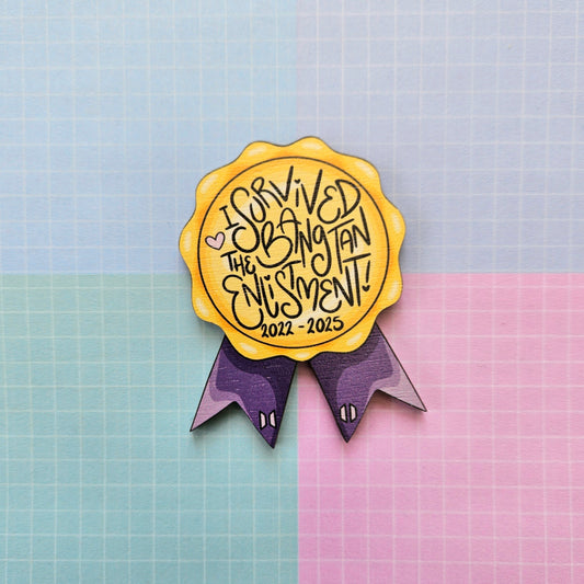 Eco Friendly Wooden 2.5 Inch Pin - BTS OT7 Bangtan Enlistment Medal