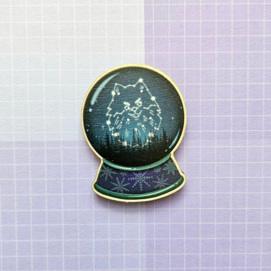 Eco Friendly Wooden 2 Inch Pin - Tannie Yeontan Memorial Snow Globe V Taehyung