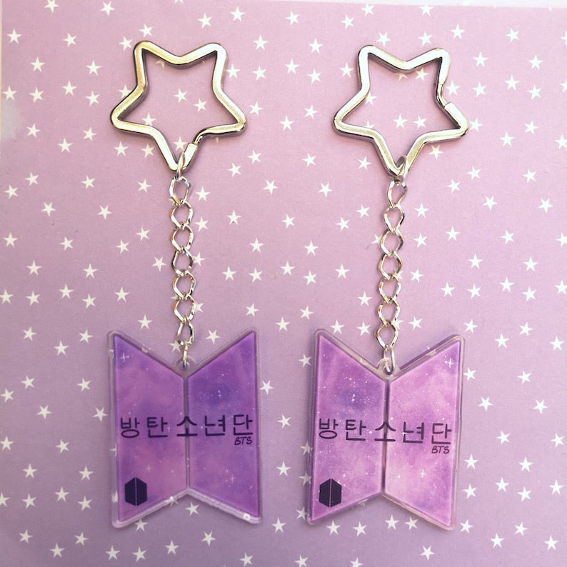 Eco Friendly Acrylic Double Sided 2 Inch Keychain - BTS Galaxy Logo