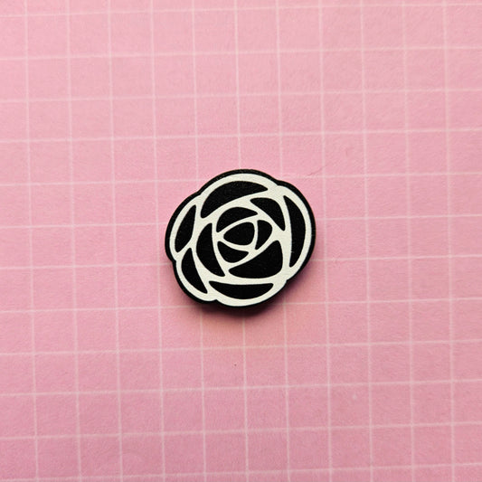 Eco Friendly Wooden 1 Filler Inch Pin or Necklace - The Rose Logo