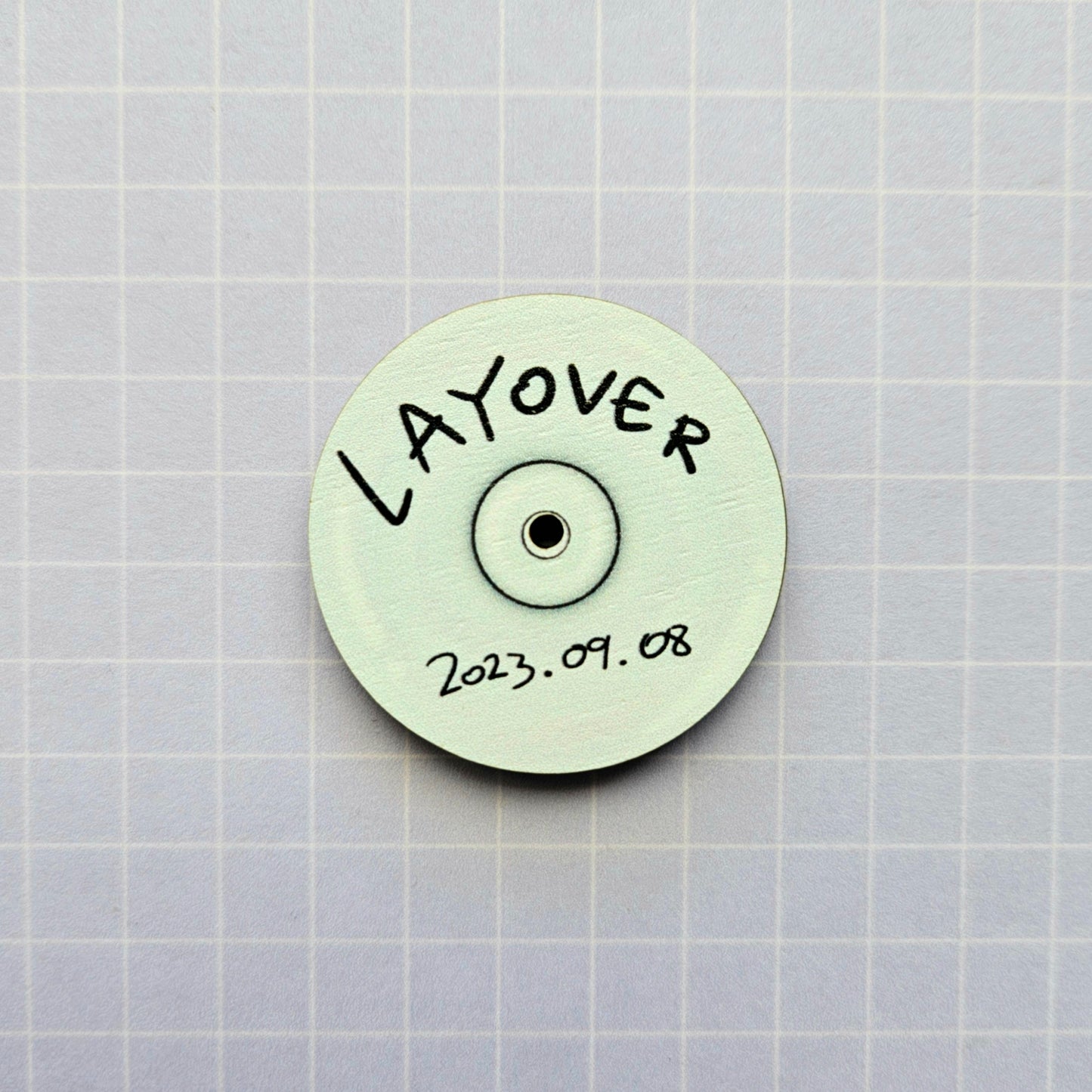 Eco Friendly Wooden 1.5 Inch Pin - Indigo Layover Jack In The Box Vinyl CD