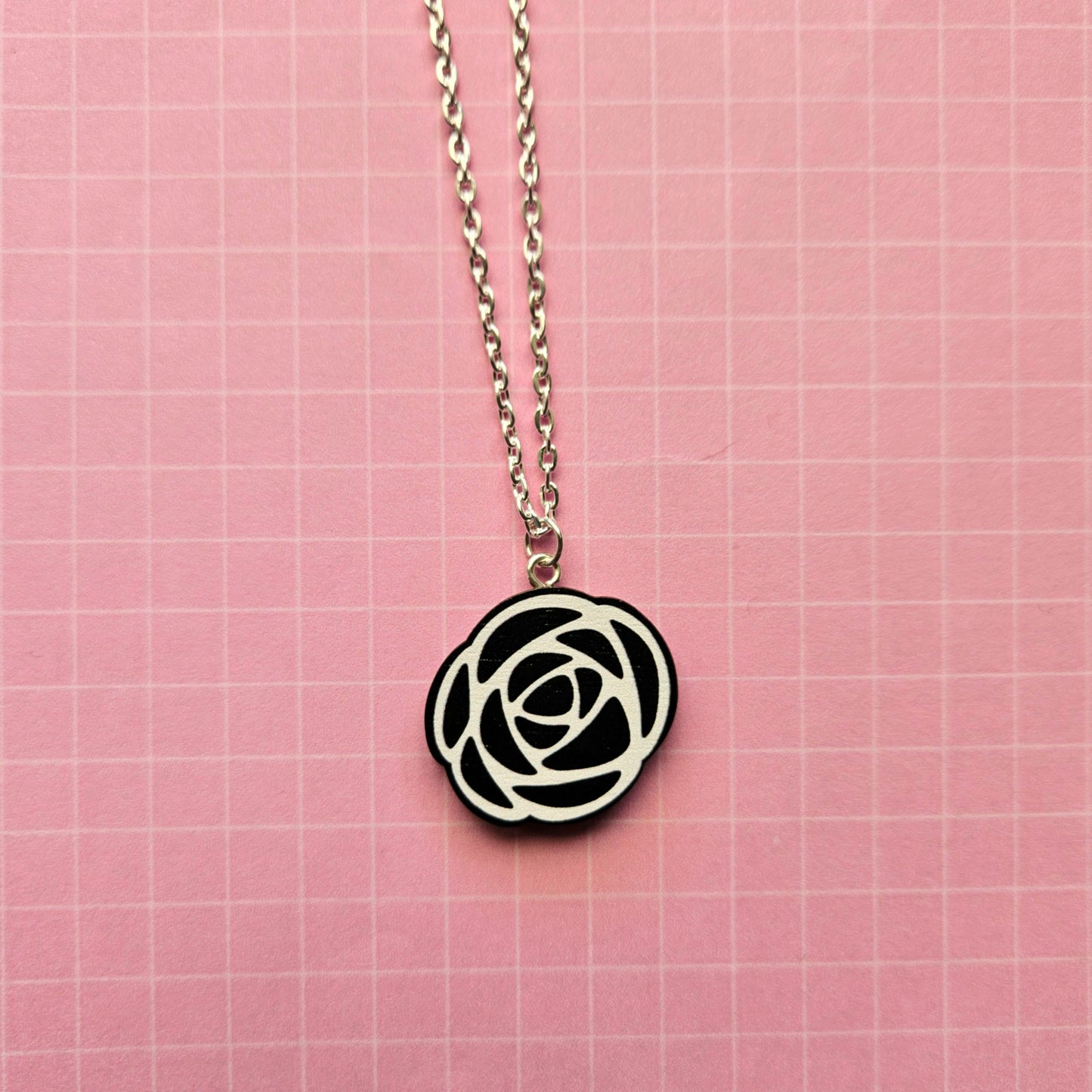 Eco Friendly Wooden 1 Filler Inch Pin or Necklace - The Rose Logo