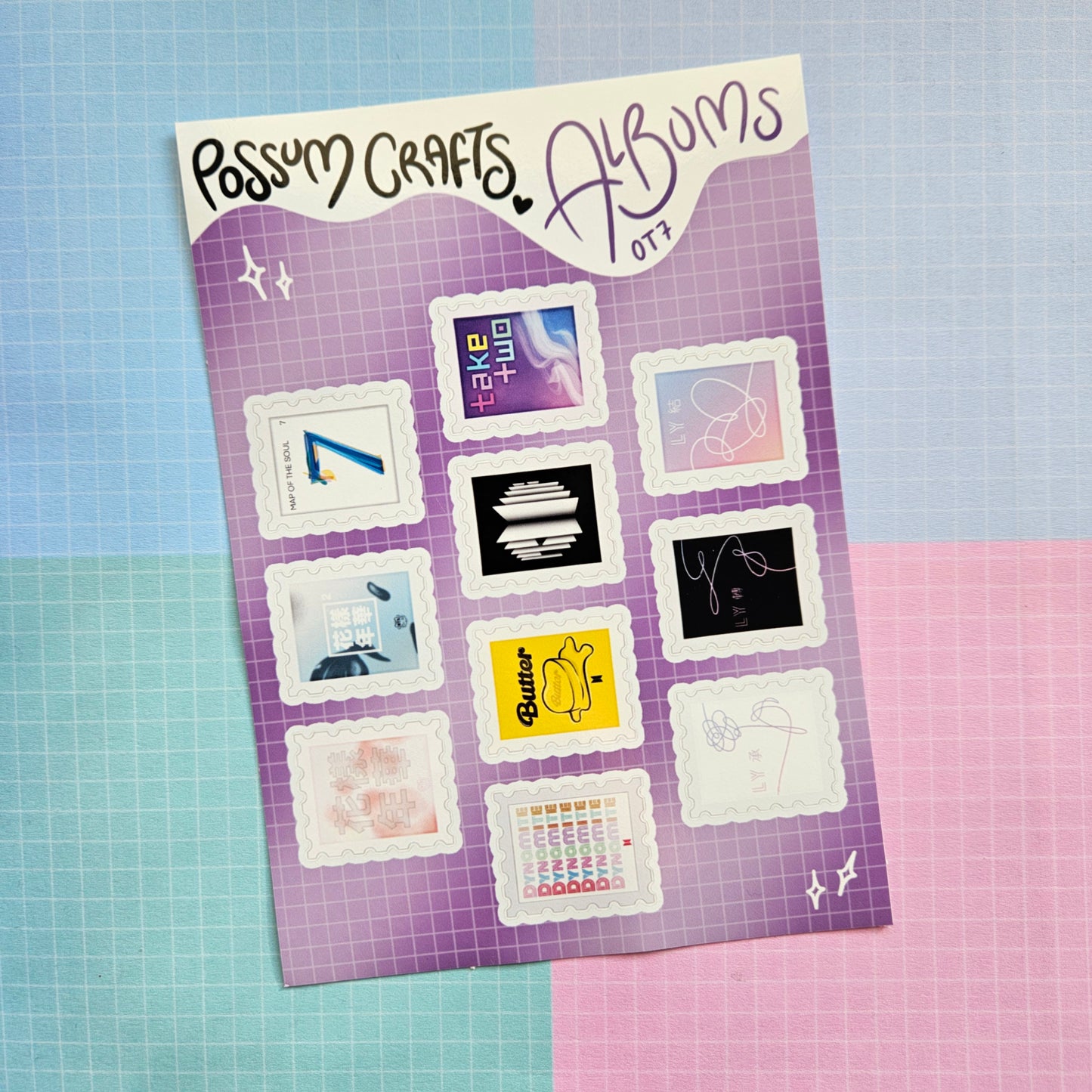 A6 Glossy Sticker Sheet - OT7 Album Stamps