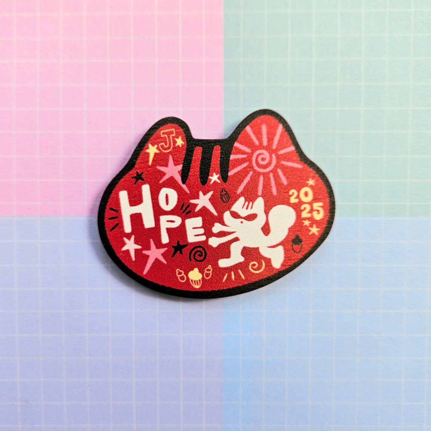 Eco Friendly Wooden 2 Inch Pin - Hope on the Stage Squirrel JHope Hobi