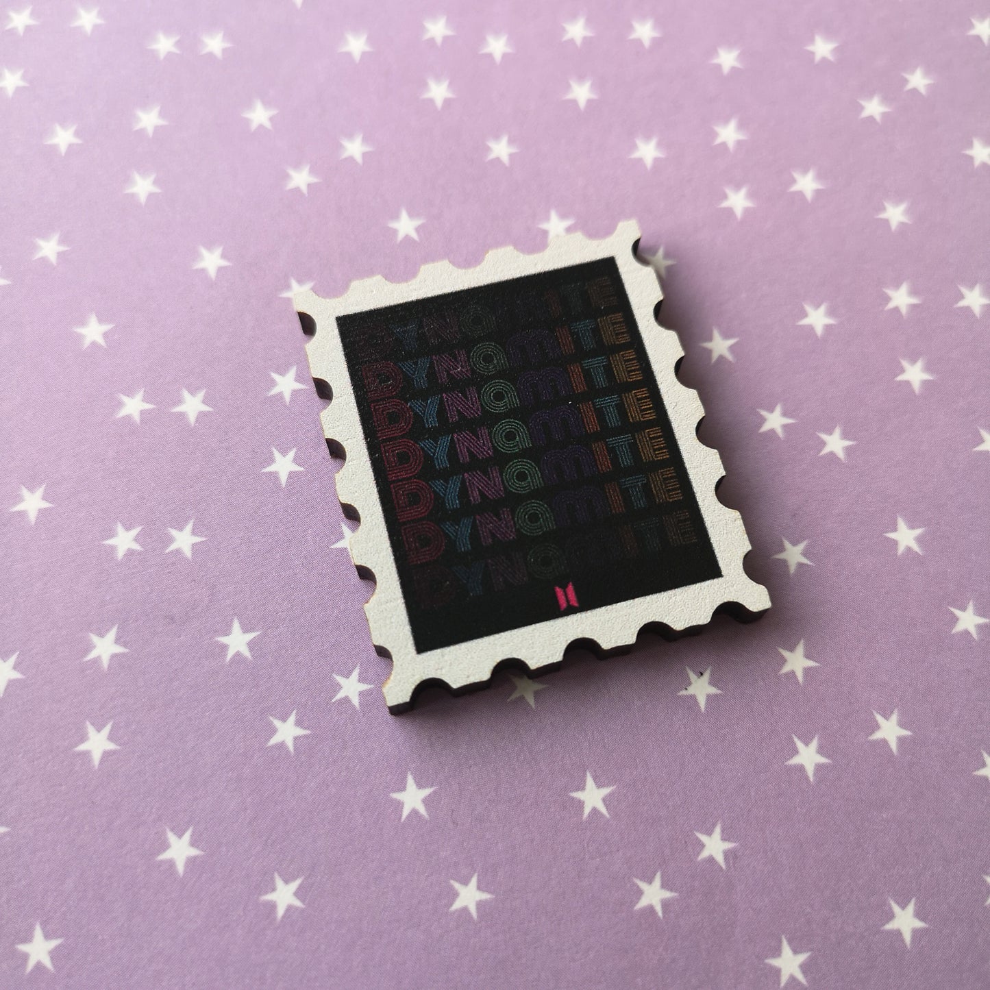 Eco Friendly Wooden 1.5 Inch Pin - BTS OT7 Song Stamps