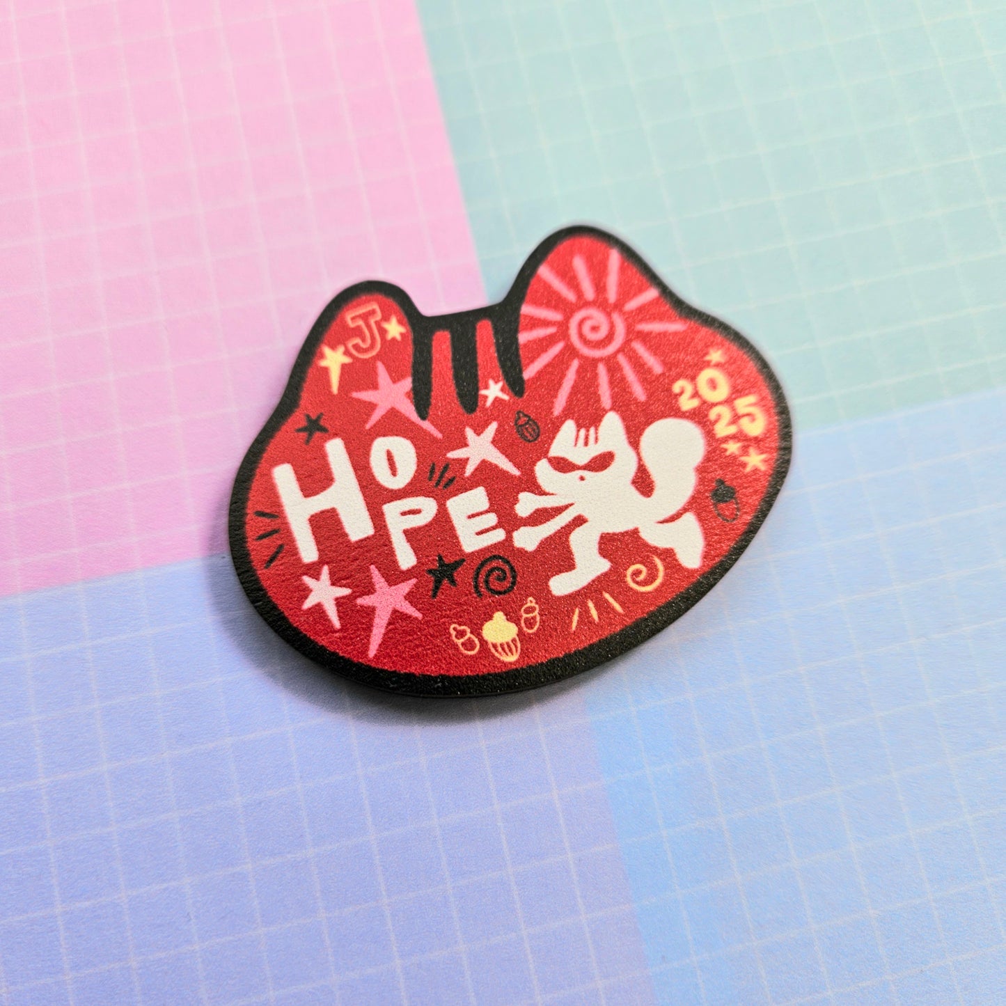 Eco Friendly Wooden 2 Inch Pin - Hope on the Stage Squirrel JHope Hobi