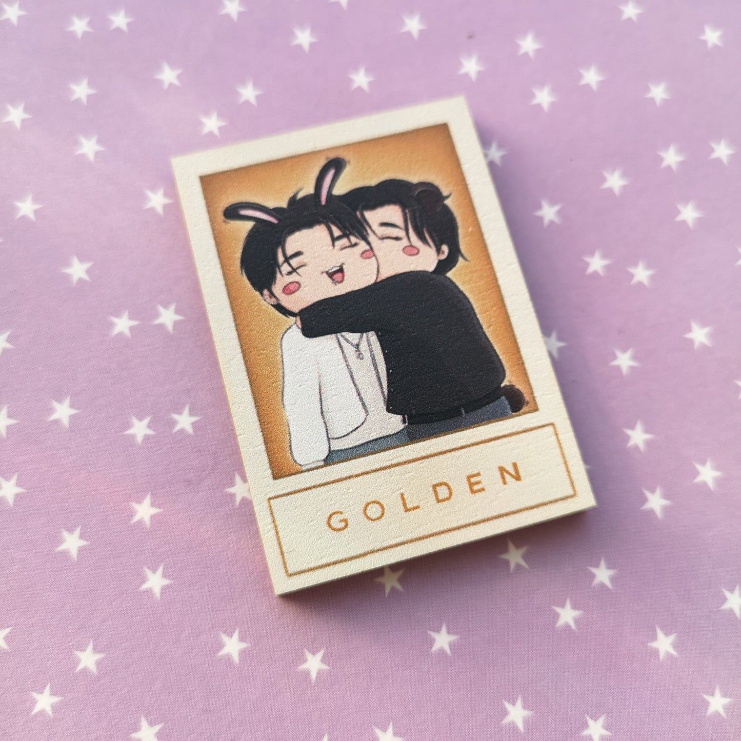 Eco Friendly Wooden 2 Inch Pin - Golden Taekook Jungkook Taehyung