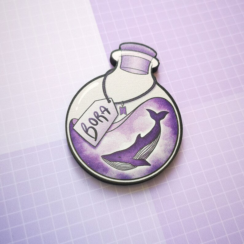 Eco Friendly Wooden 2 Inch Pin - BTS OT7 Bora Potion Bottle