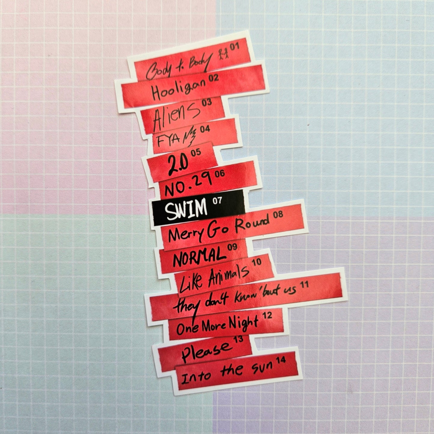 Glossy Large Sticker - Tracklist