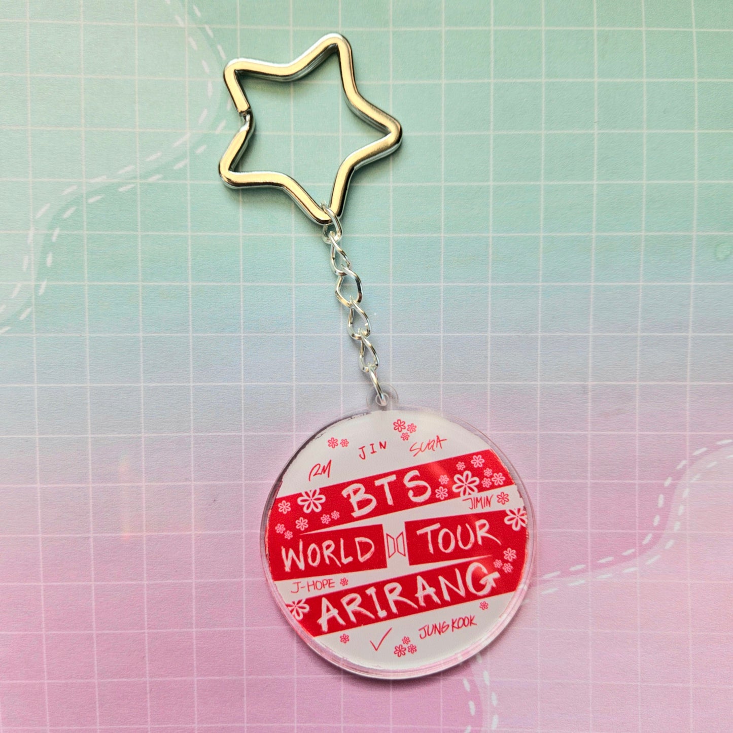 Eco Friendly Acrylic Double Sided 2 Inch Keychain - BTS World Tour