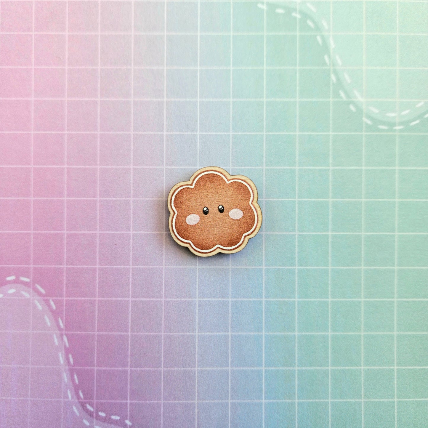 Eco Friendly Wooden 1 Inch Filler Pin or Necklace - Christmas Gingerbread