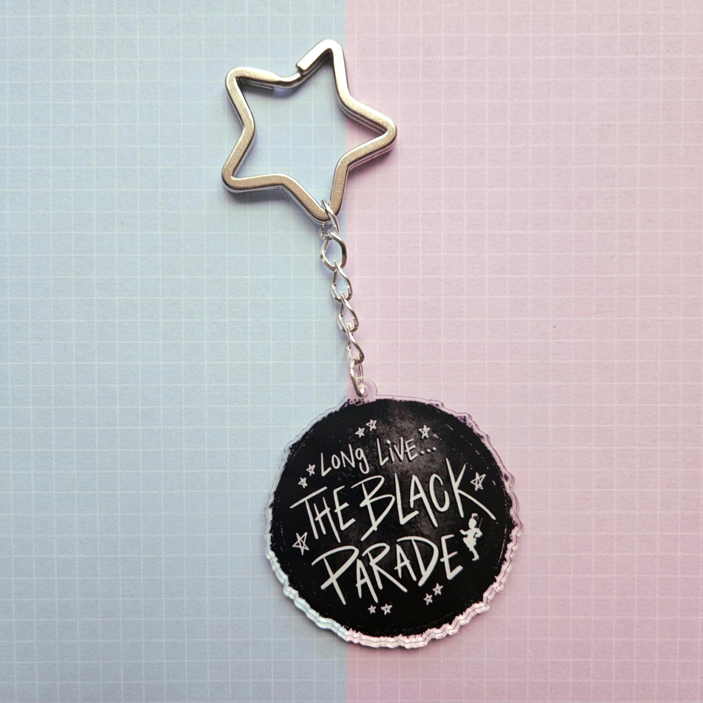 Eco Friendly Acrylic Double Sided 2 Inch Keychain - Long Live The Black Parade