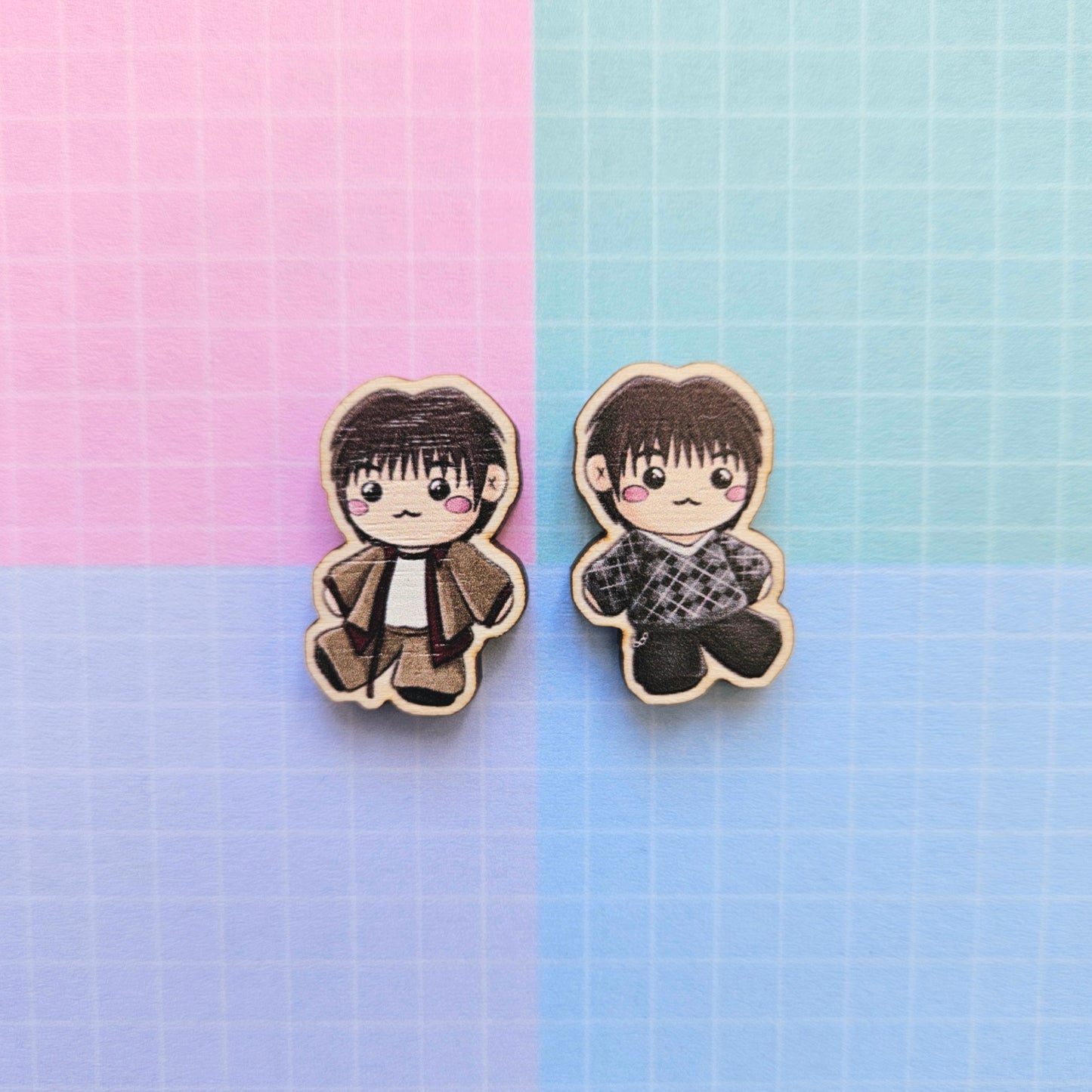 Eco Friendly Wooden 1 Inch Filler Pin - Happy Showcase Jin and Wendy