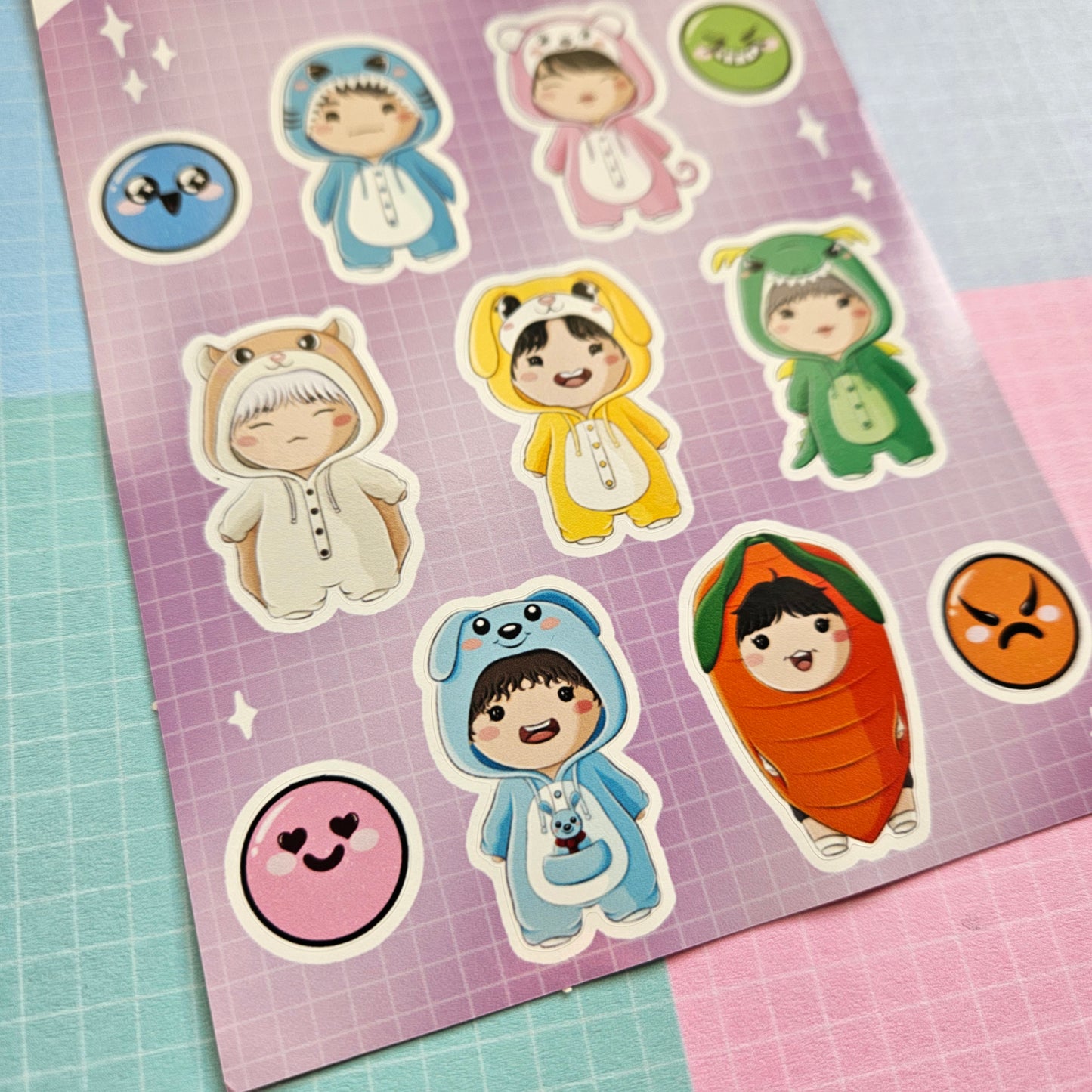 A6 Glossy Sticker Sheet - OT7 Muster Onesies