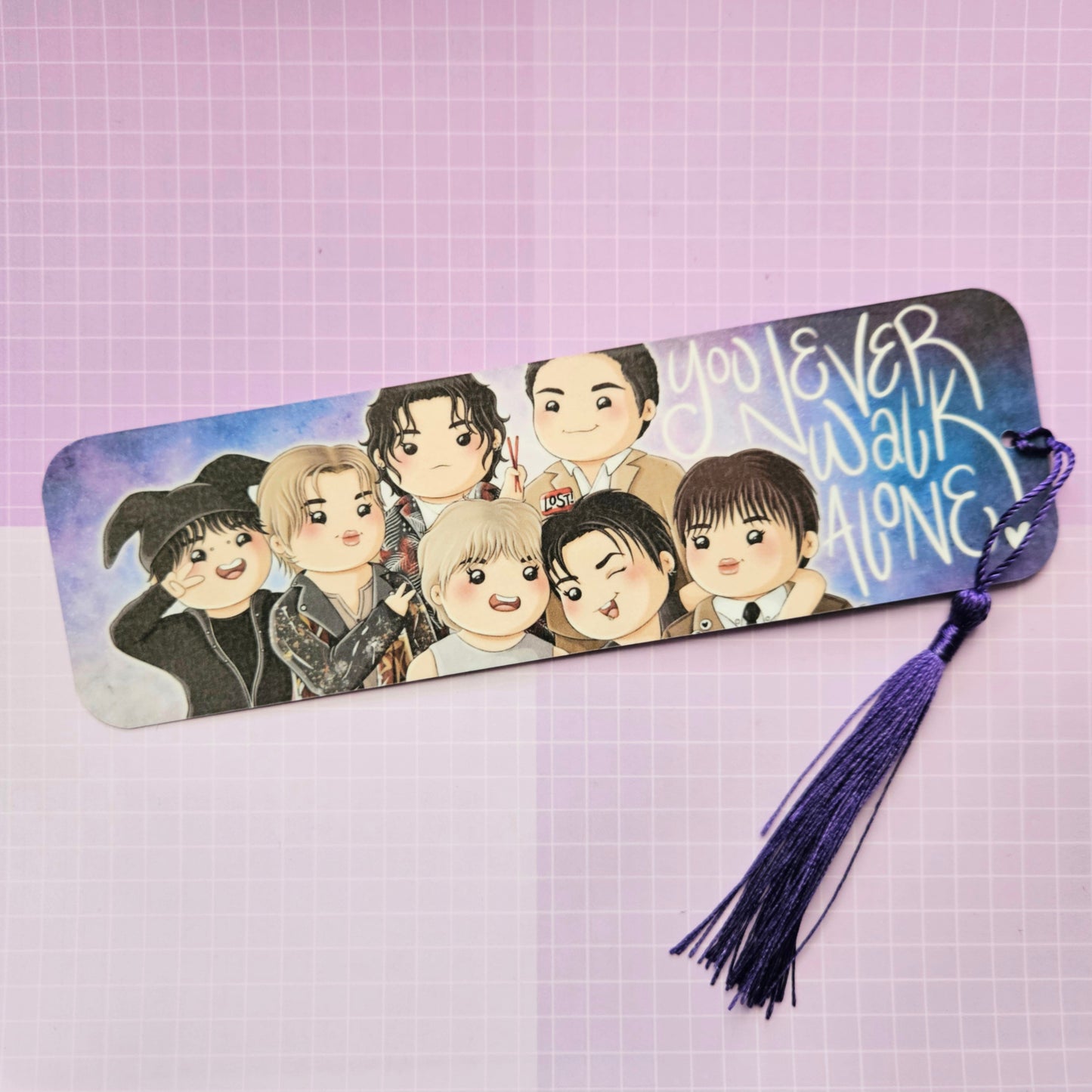 Double Sided Laminated Bookmark with Tassel - OT7 Chapter Two Selfie